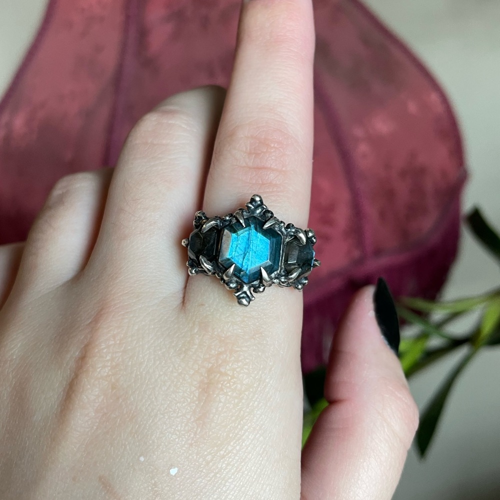 Bloodmilk Oracles Ring In Labradorite